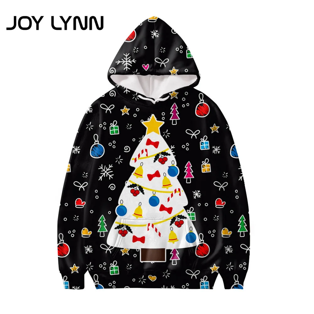 

JOY LYNN Christmas Prints Long-Sleeve Men's Hoodies With Pocket Oversize Hoodies For Men Winter Sportswear Pullover Tops Sweats