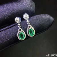 kjjeaxcmy fine jewelry 925 sterling silver inlaid natural emerald ear studs elegant ladies earrings support test hot selling