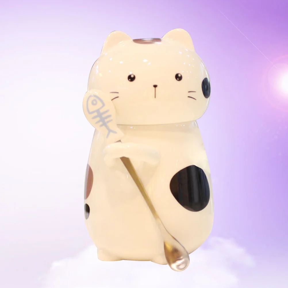 3D кружка в виде кошки забавная керамическая для кофе и чая с ложкой перемешивания