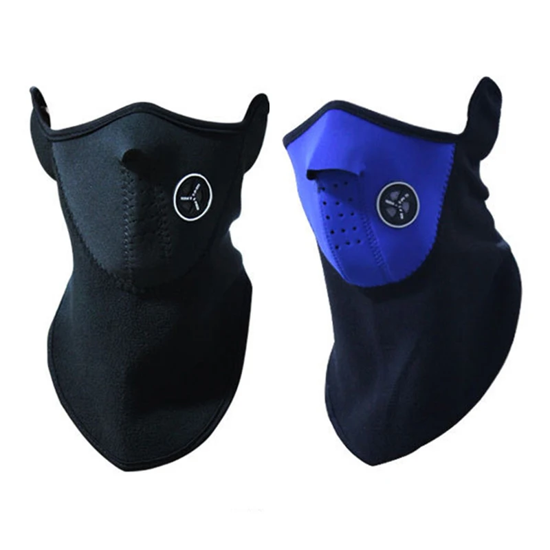 Black and Blue Уличная зимняя велосипедная маска Тепловая Флисовая Шапка Лыжная теплая маска на половину лица для велосипеда Защитная шапка холодный головной убор велосипедный мотоцикл зима - Цвет: Black and Blue