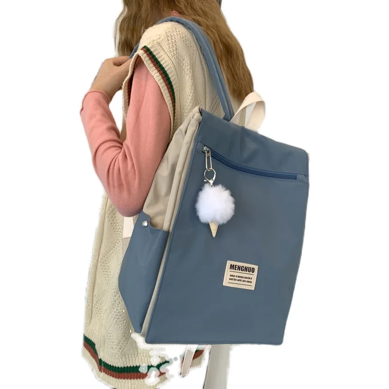 

Junior High Teenage Girls School Bags Backpack Women Bag School Patchwork Nylon Student Bookbags Female Teen Schoolbag Preppy