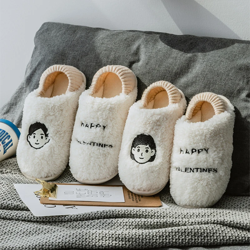 

Lovers Autumn Winter Slippers Cute Plush Warm Home Cotton Shoes Soft Non-Slip Comfortable Slippers Men Women Zapatillas Casa
