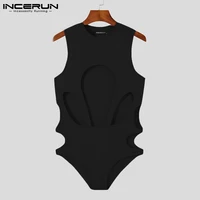 comfortable loungewear men fashion rompers sleeveless singlet sexy casual hollow out briefs solid all match bodysuits s 5xl 2021