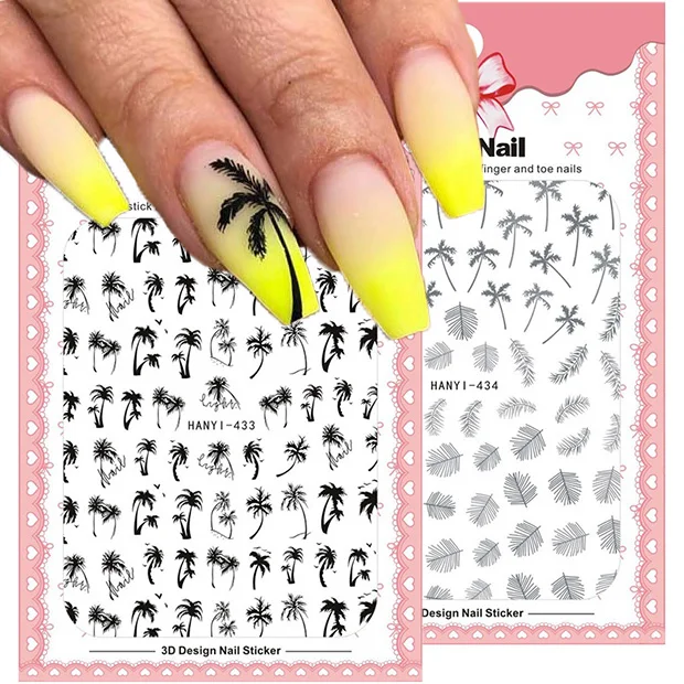 

3D Summer Coconut Tree Nail Sticker Flower Leaf Series Designs Nail Art Decorations Foil Manicures For Nails For Nail DIY Design