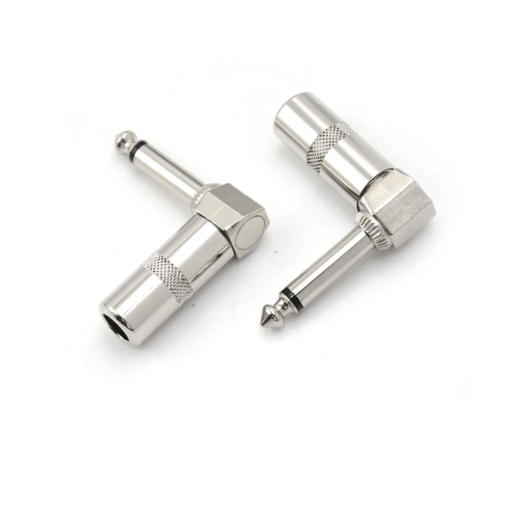 

2pcs 1/4 Inch 6.35mm Jack Right Angle Male Mono Plug L-shape Connector For Guitar Audio Right Angle Male Mono Plug