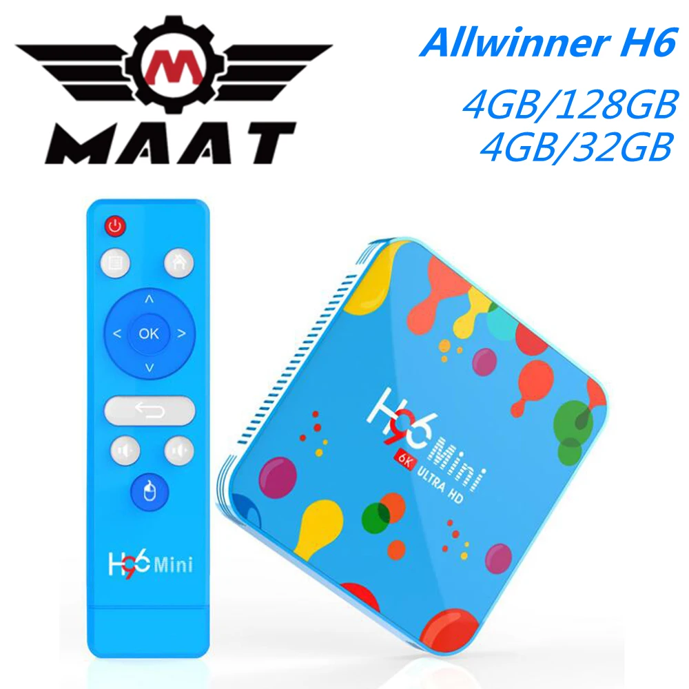 MAAT 4 Гб Ram 128 ГБ 32 H96Mini Android 9 0 четырехъядерный Смарт ТВ бокс Allwinner H6 2 4G/5 ГГц Wifi H.265 6K BT