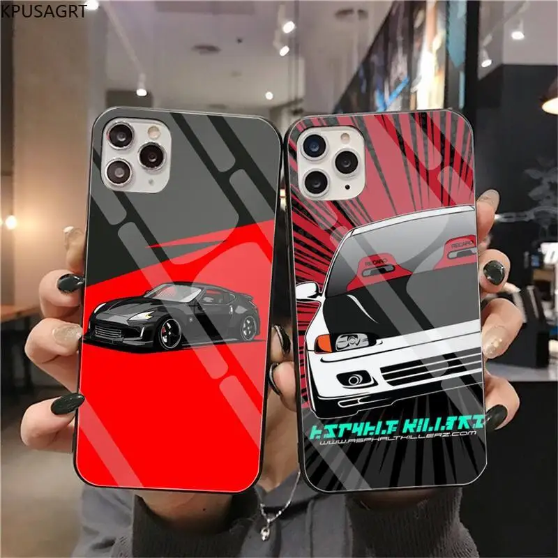 

Japan JDM Car AE86 black Phone Case Hull Tempered Glass For iPhone 11 Pro XR XS MAX 8 X 7 6S 6 Plus SE 2020 case