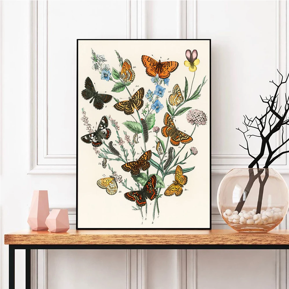 

Minimalist Abstraction Botanic Butterfly Wall Art Canvas Painting Nordic Posters and Prints Wall Pictures for Living Home Decor