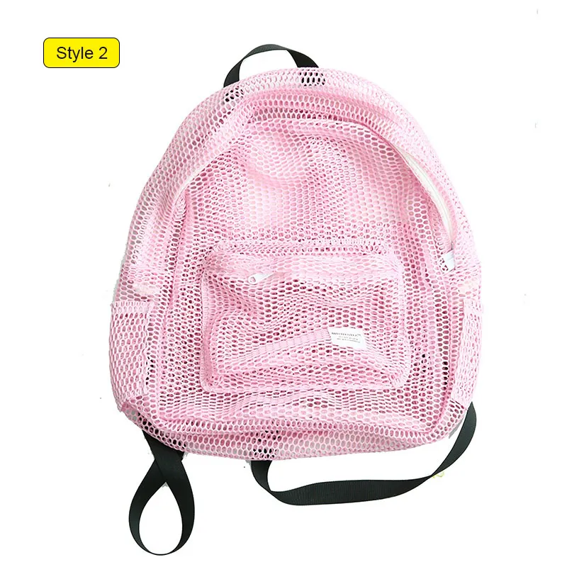 Style 2 Pink Яркий цвет, прозрачный сетчатый пляжный рюкзак на плечо для девочек-подростков, летняя складная сумка для хранения, женская сумка Tas XA565WD - Цвет: Style 2 Pink