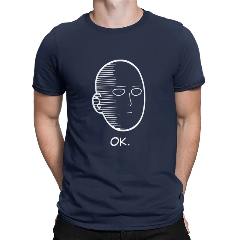 Футболка с принтом &quotOK&quot One Punch Man OPM Soka в стиле Сайтама черная хлопковая футболка