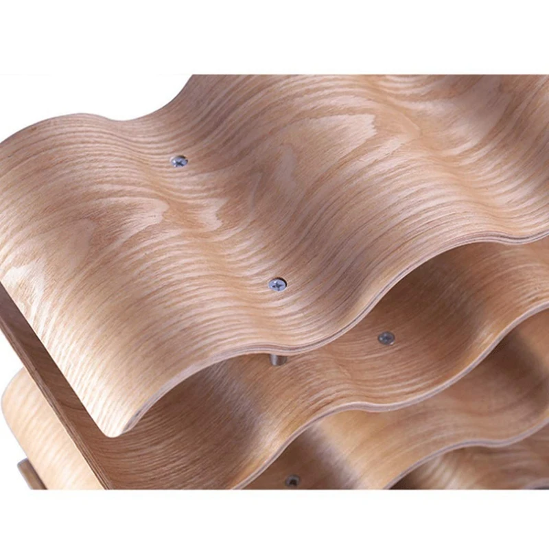 

Wooden Wave Wine Rack/Creative Home Grape Wine Shelf Wine Cabinet/Solid Wood Bottle Rack (4 Layers 42.5x15.5x24Cm)
