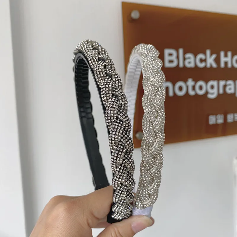 

Twist Braided Rhinestone Headband Fashion Hair Accessories Women Baroque Shiny Hairbands Boutique Cute Hair Hoop Headwear New