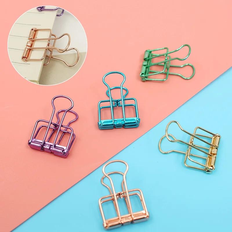 

Office Supplies Multicolor Metal Hollow Out Folder Durable Portable Cute Binder Clip Office Hand Book Long Tail Organizer Clips