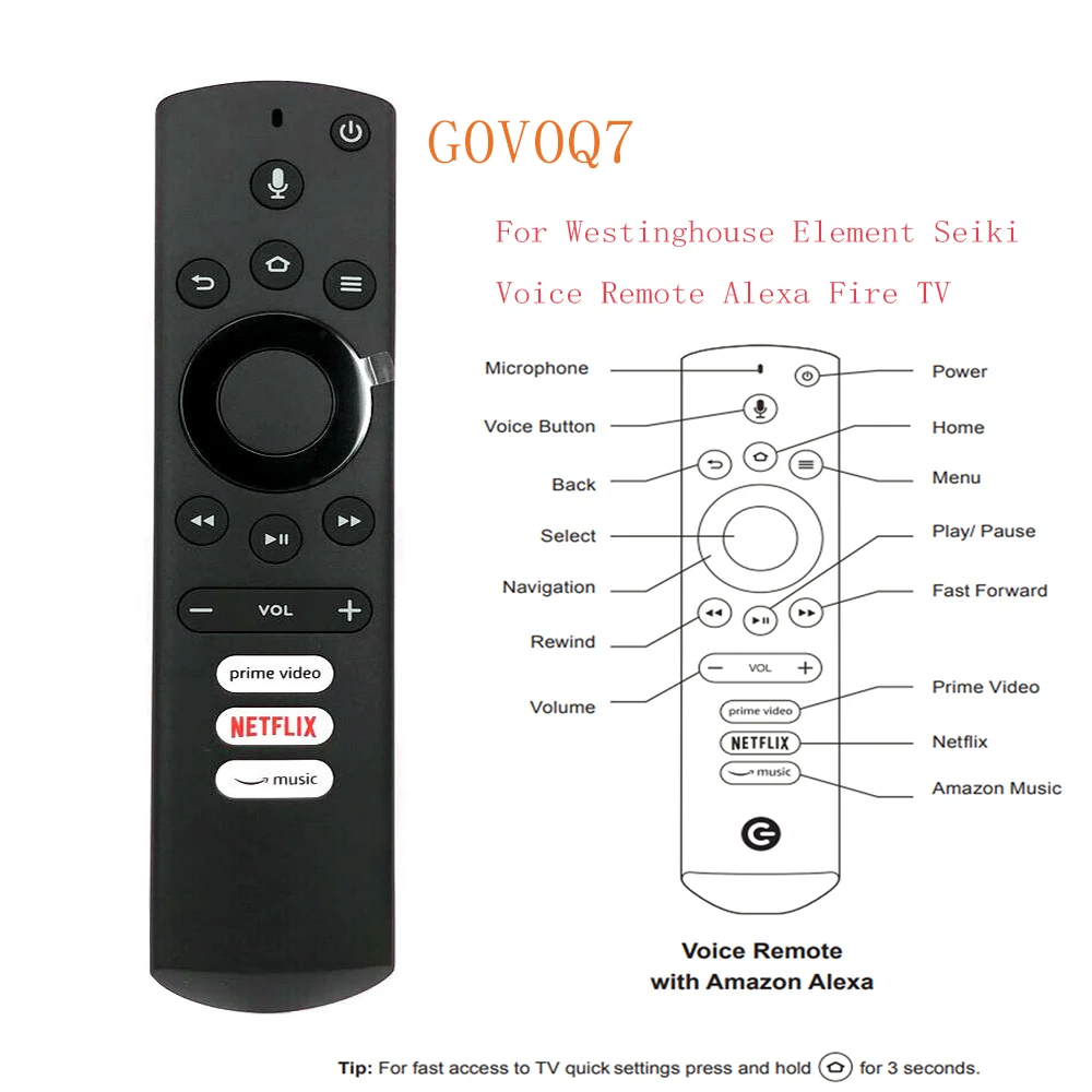 

New G0V0Q7 Original Genuine Remote Control for Westinghouse Element Seiki Voice Remote Alexa Fire TV 43GSR4100KN / EL4KAMZ4317