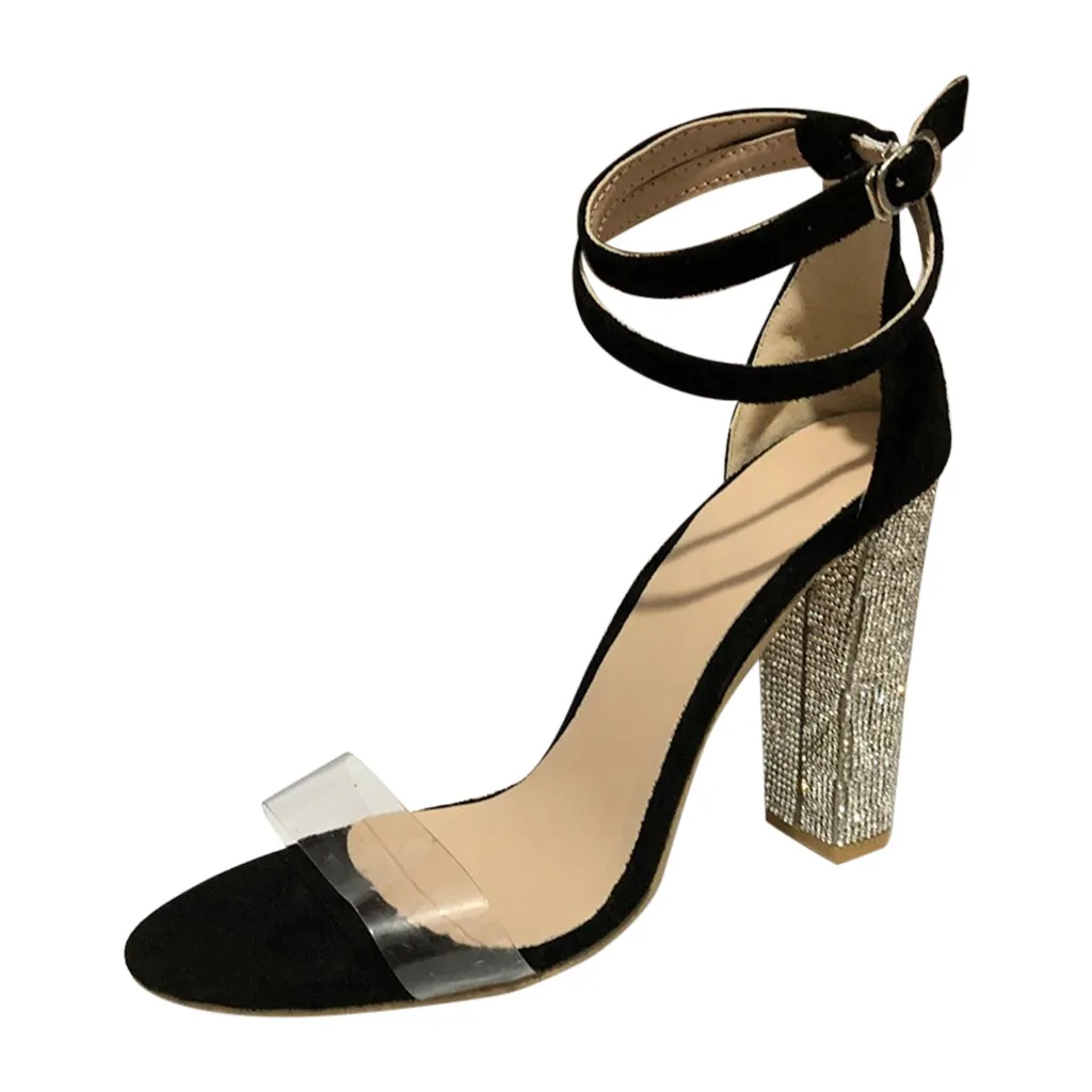 

Women's Sexy Buckle Fish Mouth Transparent Belt Strap Buckle High Heel Women Sandals Casual Summer Shoes woman sandalia feminina