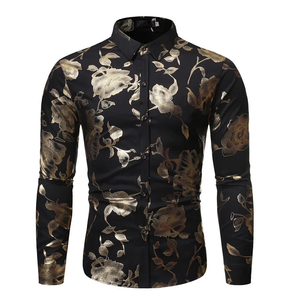 Черный Camisa masculina, рубашки, Осень-зима, мужские розовые рубашки с длинным рукавом и принтом, мужские рубашки, верх размера d, рубашки размера плюс, Уличная Повседневная одежда - Цвет: Черный