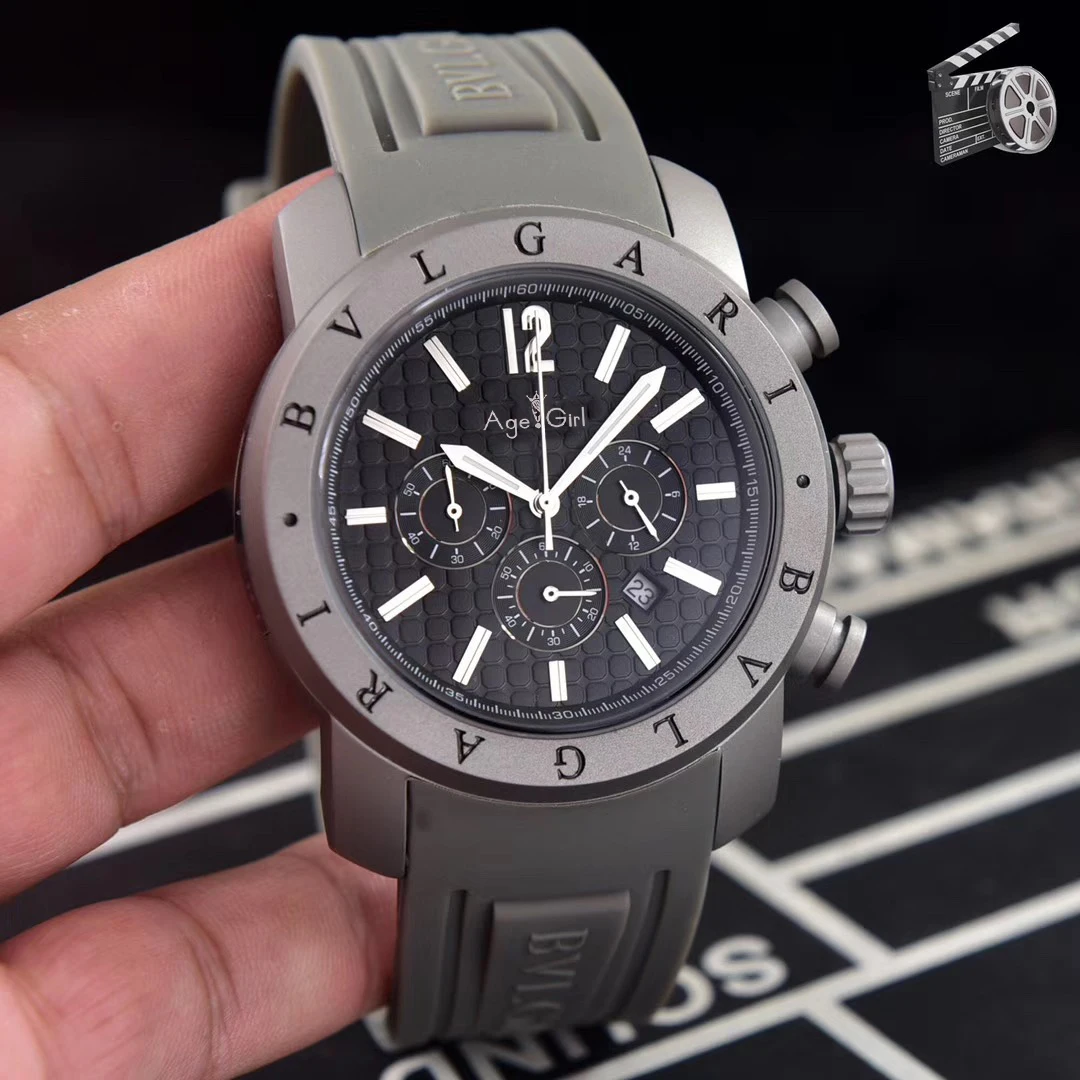 

Classic New Men Titanium Grey Daydate Date Stainless Steel Japanese Quartz Chronograph Sapphire Watches Black Blue AAA+