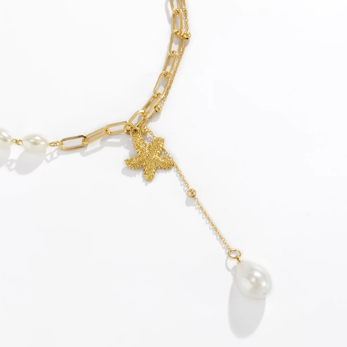 

2021 Elegant White Imitation Pearl Necklace Choker Long Starfish Pearl Pendant Necklaces for Women Wedding Charm Fashion Jewelry