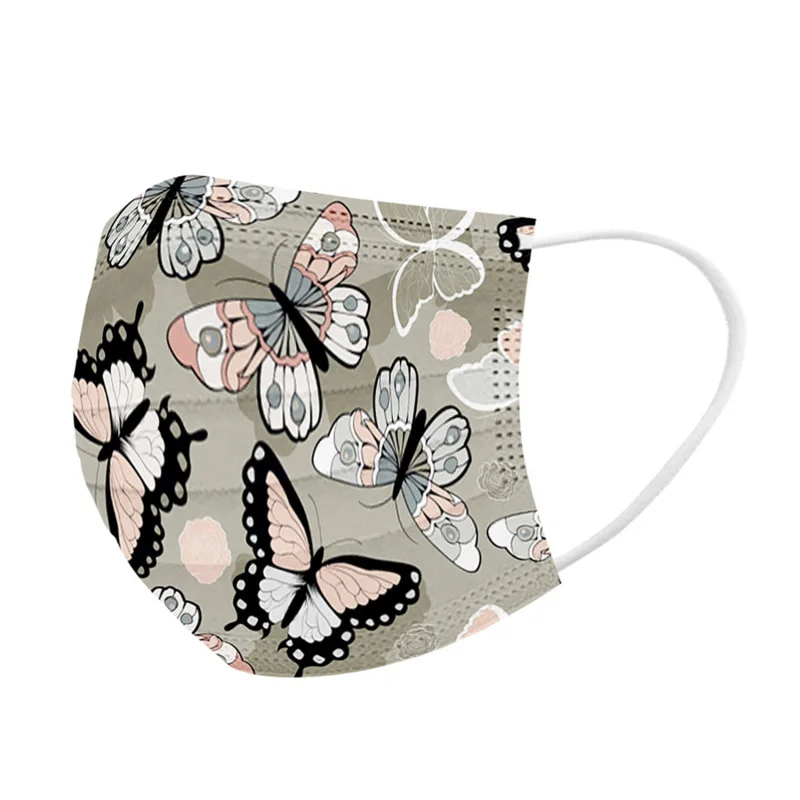 Маски для лица с рисунком бабочки женские модные одноразовые маски заушными