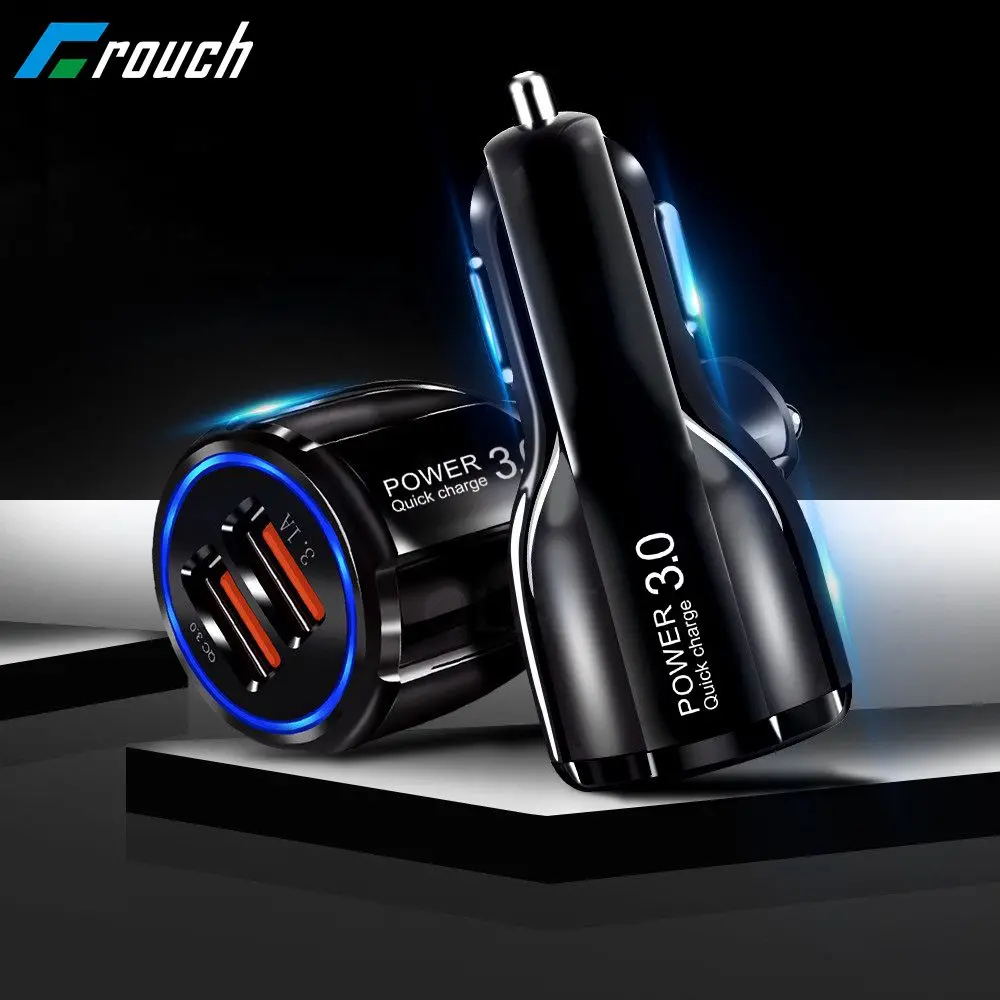 Приседать Quick Charge 3 0 Зарядное устройство QC 5V 9V 12V Dual USB Автомобильное зарядное