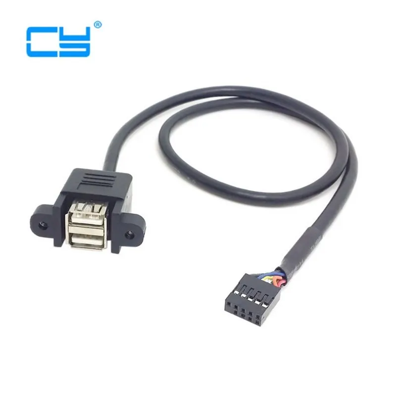 30 см 50 100 Внутренняя Материнская плата 9pin шаг 2 54 мм на два порта USB 0 A женский винт