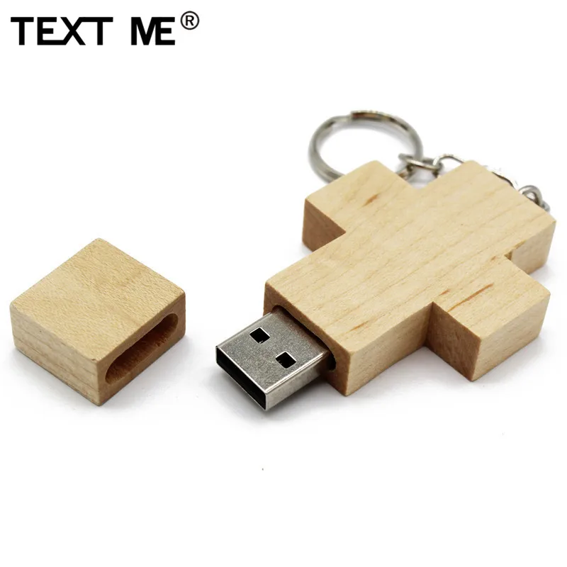 Usb флеш накопитель TEXT ME Maple Walnut wood cross style 4 ГБ 8 16 32 64 usb2.0|USB флэш-накопители| |
