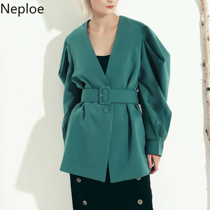 Однотонная куртка в стиле ретро сплошные блейзеры с v образным вырезом рукавом