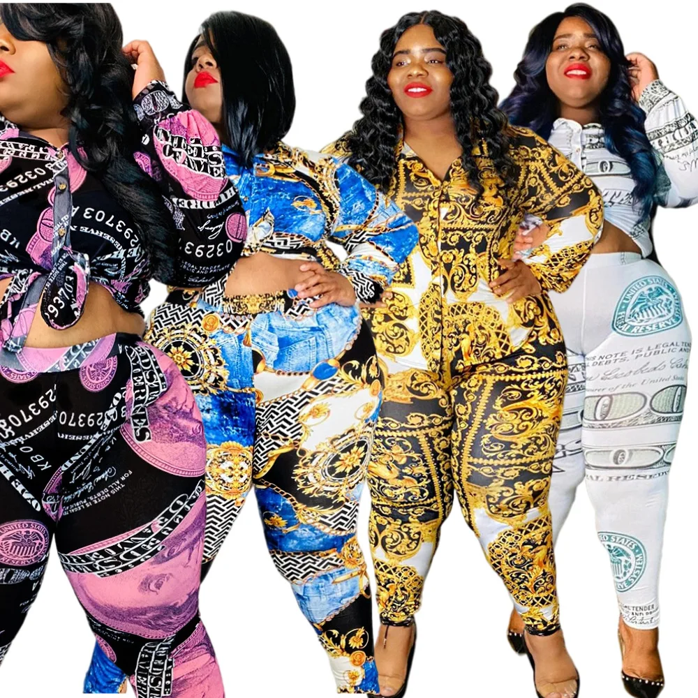 

Fall's Well Looking Plus Size For Explosive European And American Leisure Features Money Printing Lady's Suits DHN007