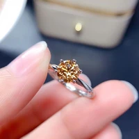 meibapj 1 carat yellow moissanite diamond rings for women 925 sterling silver fine wedding jewelry