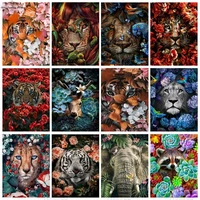 5d diy diamond painting animals in flowers full drill square round diamond embroidery cross stitch home decoration hobby crafts