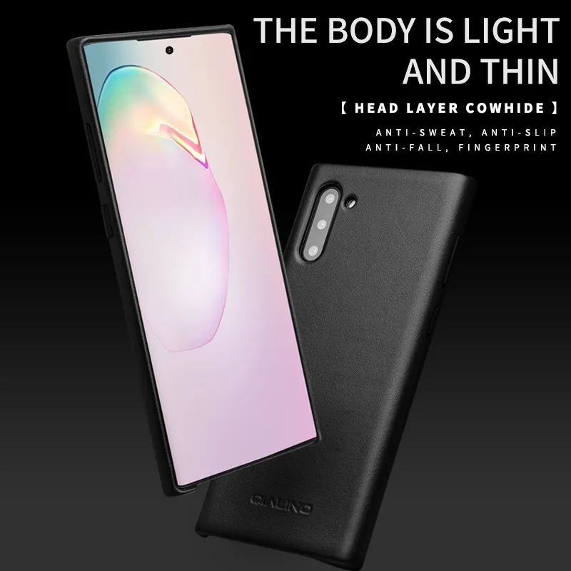QIALINO модный тонкий чехол из натуральной кожи для Samsung Galaxy Note 10 роскошный ультра
