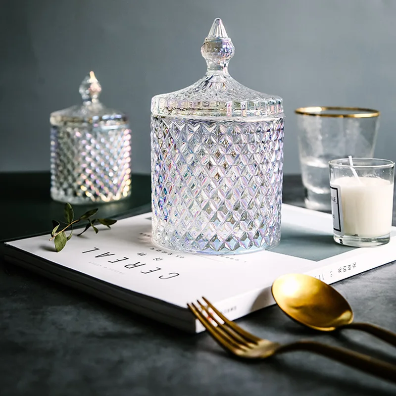 

Nordic Crystal Glass Storage Jar Cube Sugar Jar Jewelry Jar Decoration Decoration Candy Jar Kitchen Storage Container Storage