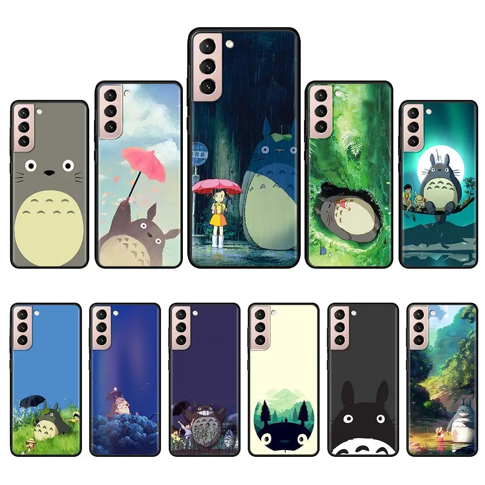 

Studio Ghibli Totoro Silicone Phone Case Cover for Samsung Galaxy S21 S20 Ultra S10 Lite S9 Plus S20 FE S10e Black Soft Coque