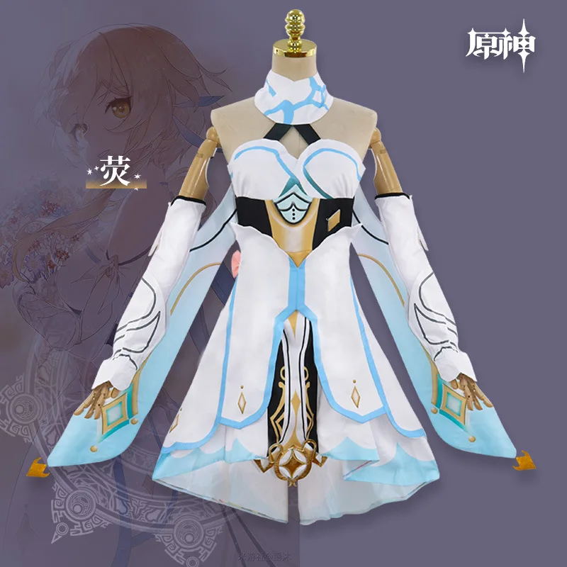 

Аниме игры Genshin Lmpact Lumine 3D печать чистый цвет сценический полный комплект одежда используется для косплея костюм реквизит аксессуары Новинк...