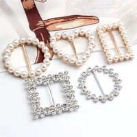 1pcs high quality pearl rhinestone shirt sweater clothing button ribbon slider buckle wrap hair bow center buckles accessories