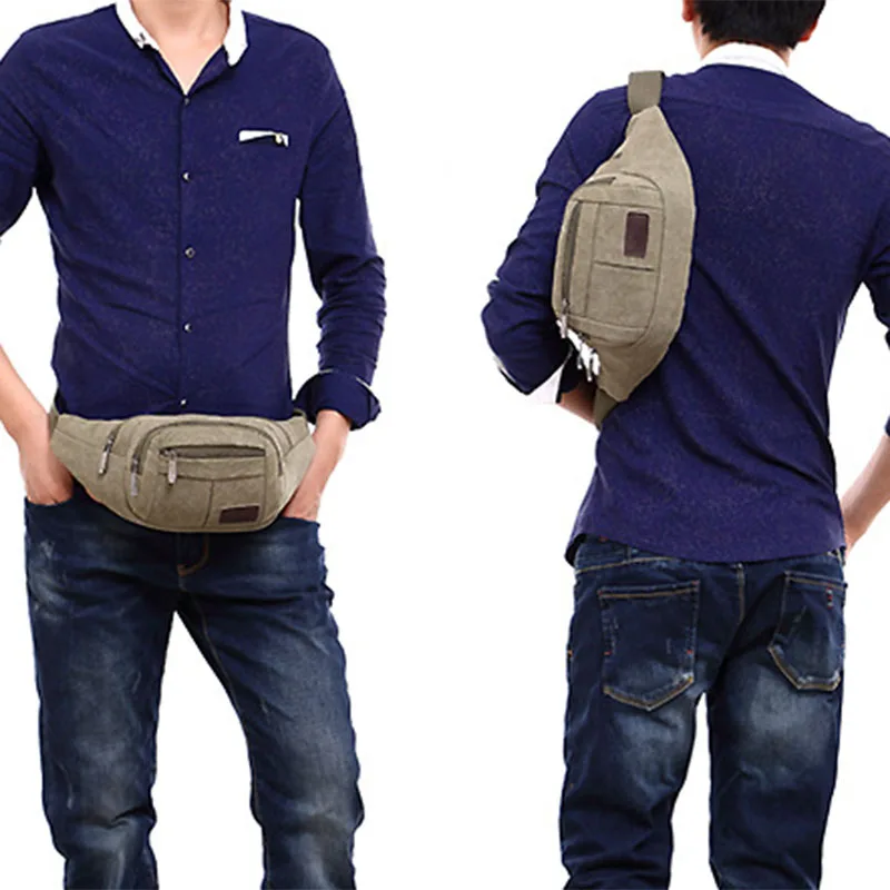 

Men Women Wasit Bag Zipper Canvas Phone Pouch Casual Sling Bags for Outdoor Running Climbing BHD2