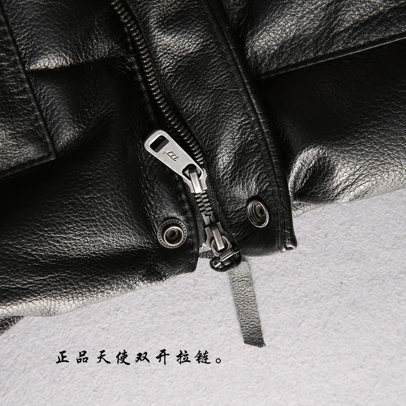 

2021 New Factory Men Duck down Genuine Leather Vest Fashion Thick Cowhide Slim fit Jacket Russia Winter Vests