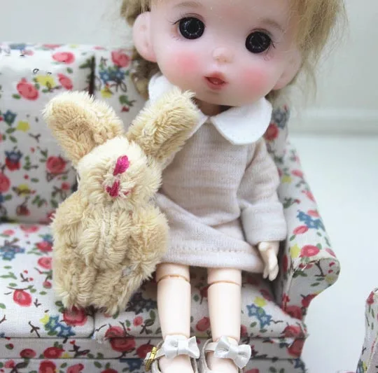 1 pcs Brown Bunny 1:12 Кукольный домик Миниатюрный Мини кролики Банни плюс аксессуары для кукол игрушки для леса животные семья коллекционный подарок - Цвет: 1 pcs Brown Bunny