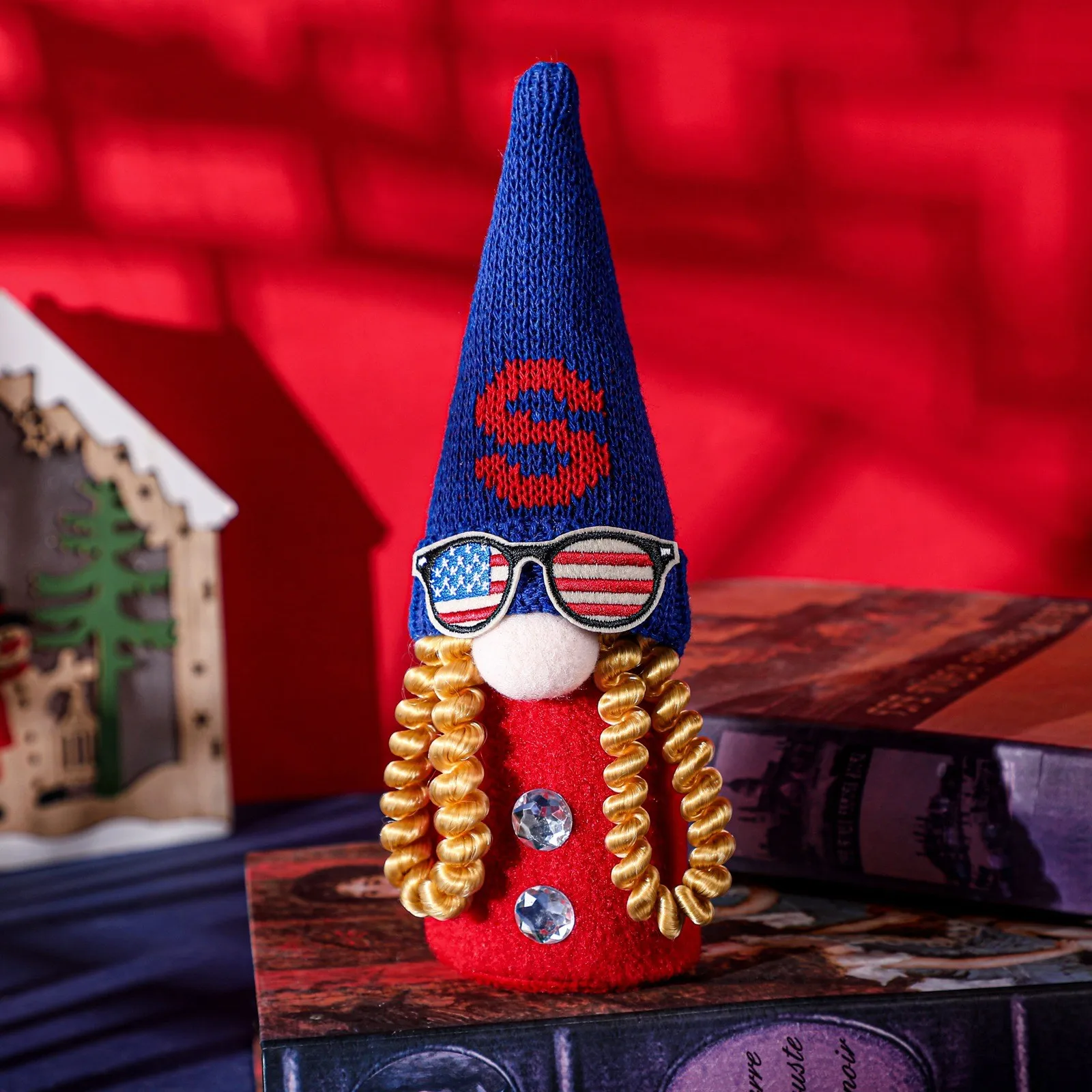 

3pcs Handmade American Patriotic Dwarf Doll American Independence Day Plush Decorative Ornaments Veterans Day Decoration Gift#W