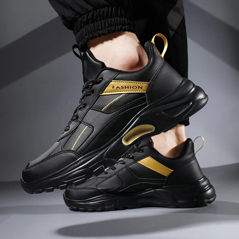 

2020 Spring Autumn Walking Jogging Sneakers Man Leather Boys Running Shoes Luxury Brand Sneakers Men Plus Size 45 46 47 Men Shoe