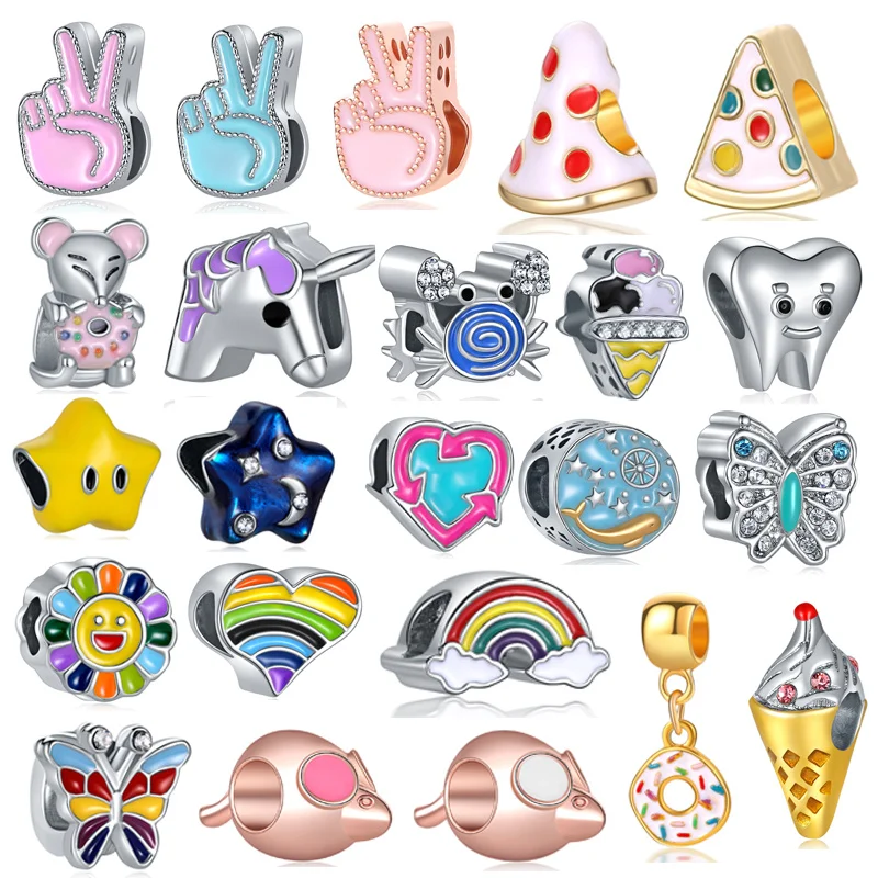 Бусины шармы из сплава циркония Бабочка радуга звезда краб мышь большие бусины