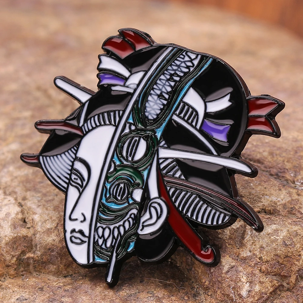 Абстрактный комический мистический женский экспрессии брошь нагрудные