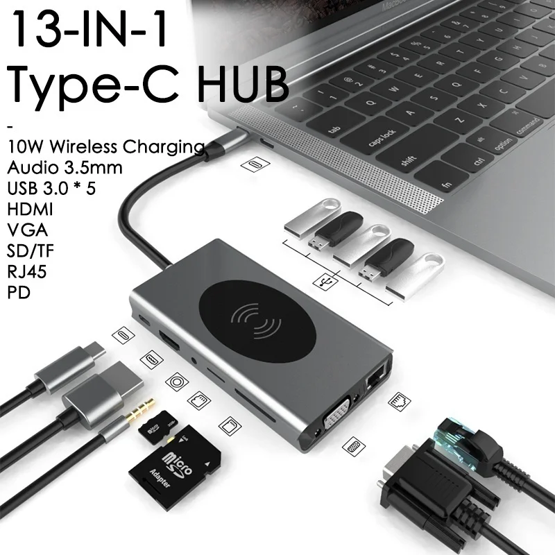 

Док-станция для Macbook Pro, 10 в 1, USB 3,0, HD