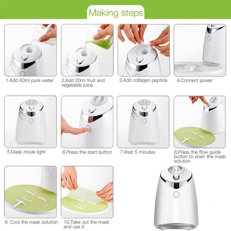 

Face Mask Maker Machine Treatment Diy Automatic Fruit Natural Vegetable Collagen Home Use Beauty Salon Spa Care Eng Voice