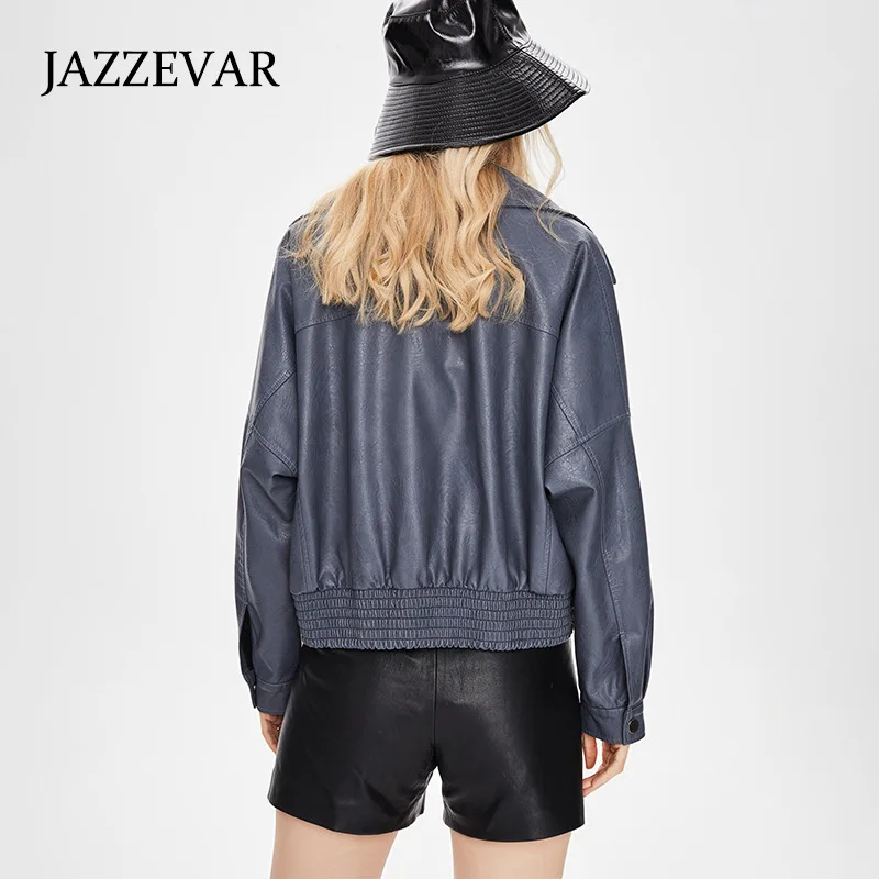 PU Leather Jacket Female 2021 Autumn New Korean Wild Loose Silhouette Lazy Wind