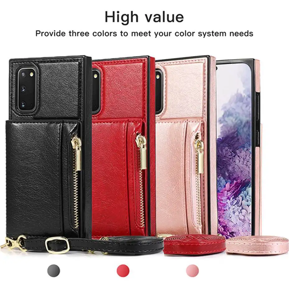 

Luxury Leather Wallet Strap Cord Crossbody Phone Case For Samsung Galaxy S20 S10 S9 Plus Ultra Note 9 20 10 Pro Lanyard Cover