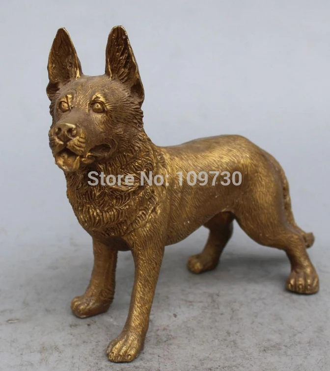 Bir 001333 10 &quotкитайская Бронзовая резная статуя животного собаки Pooch Mutt волка | Дом и