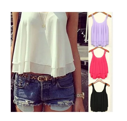 815 двухслойная рубашка без рукавов сексуальная шифоновая Женская майка топы |
