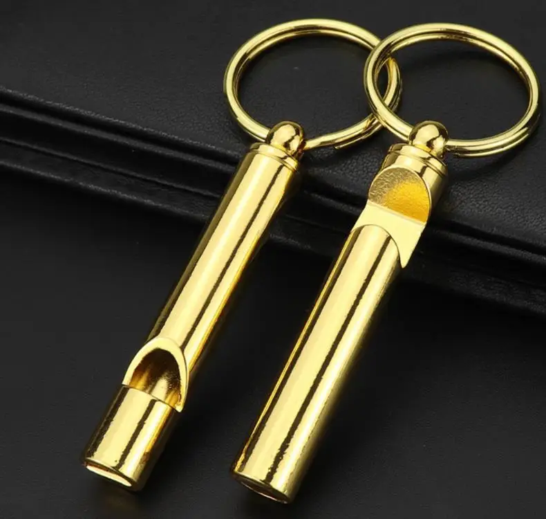 

Portable Brass Loud Version Whistle Emergency Tool Survival Keychain Whistle with Beer Bottle Opener Bar Tools gold silvery