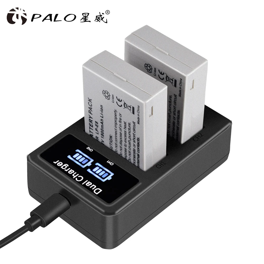 Palo 4 шт. LP-E8 батарея для камеры LP E8 + LPE8 USB умное зарядное устройство Canon EOS 550D 600D 650D 700D